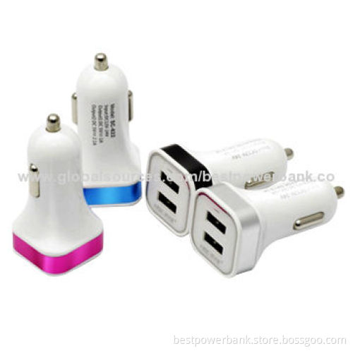5V/2.1A Electric Type Dual-USB Car Chargers for All Mobile Phones, 12-24V DC Input Range